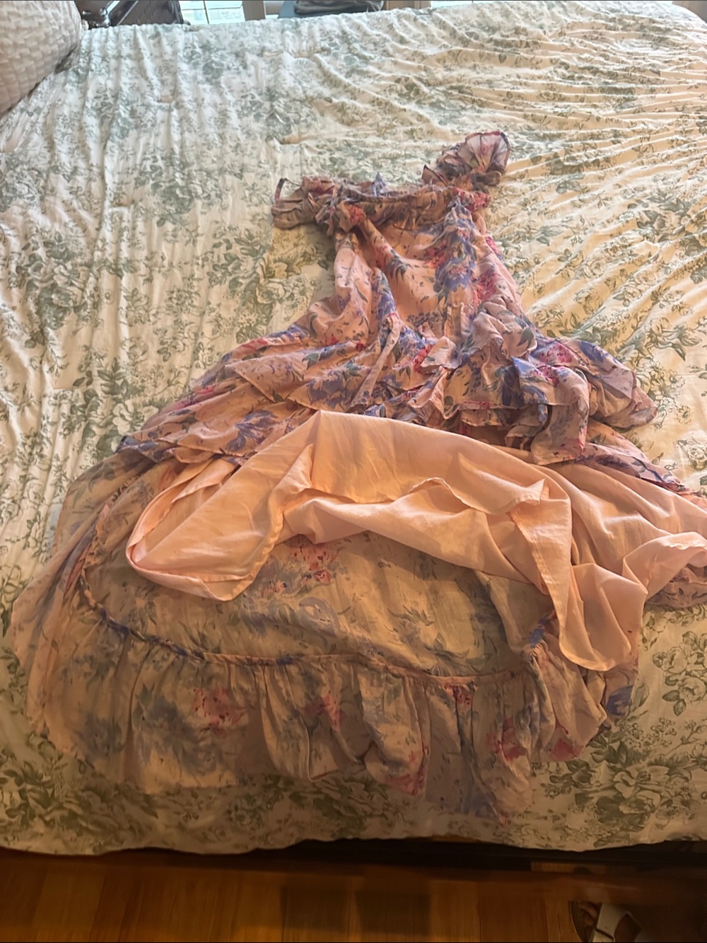 LoveShackFancy Pink Floral Ruffle Party Dress